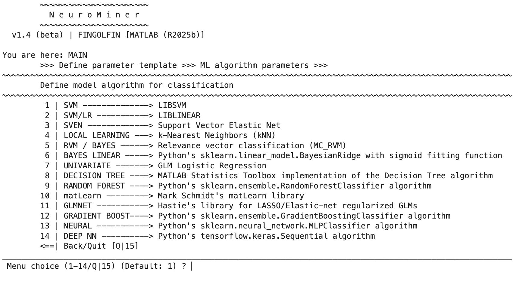 neurominer classification methods