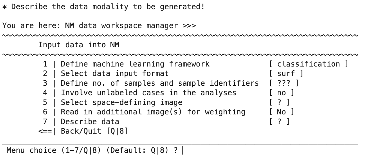 neurominer menu for data entry cortical surface files