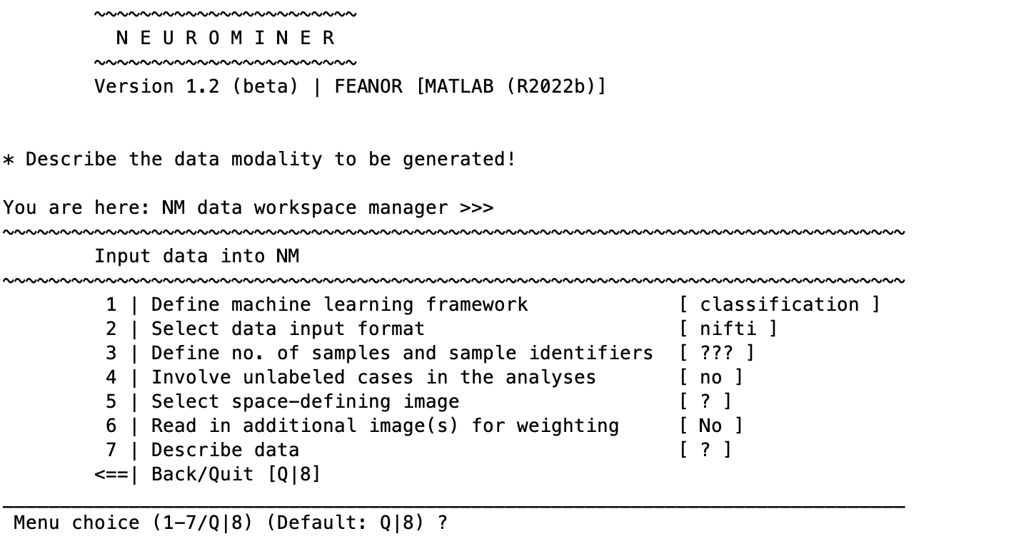 neurominer menu for data entry nifti files