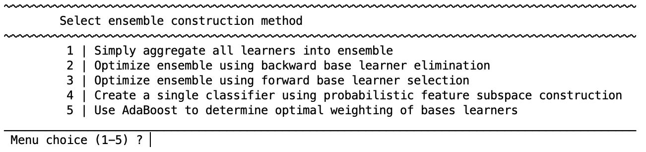 NeuroMiner filters subspace-based ensemble optimization menu