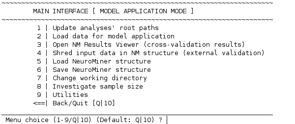 neurominer application mode main menu