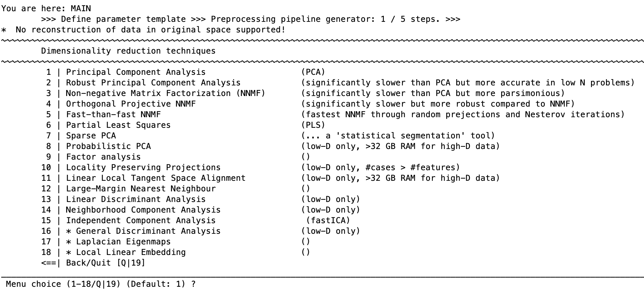 neurominer preprocessing dimred