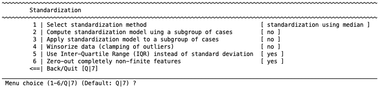 neurominer preprocessing standardization menu