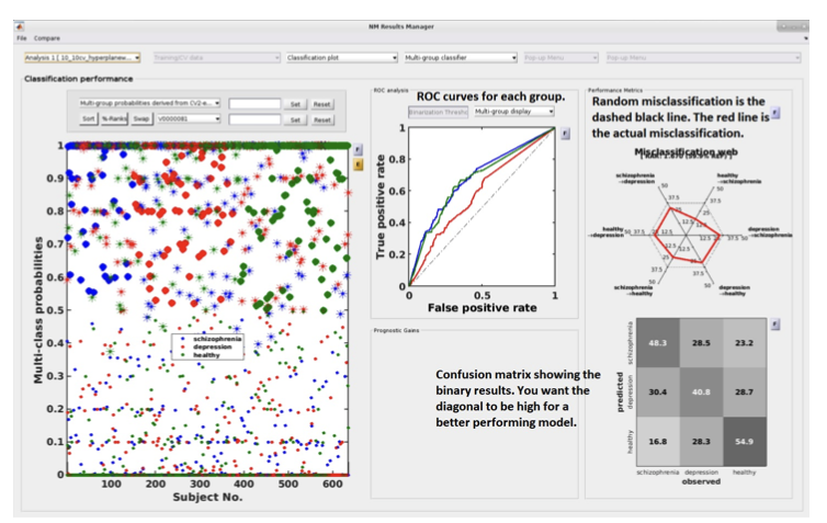 Neurominer result viewer, model selection