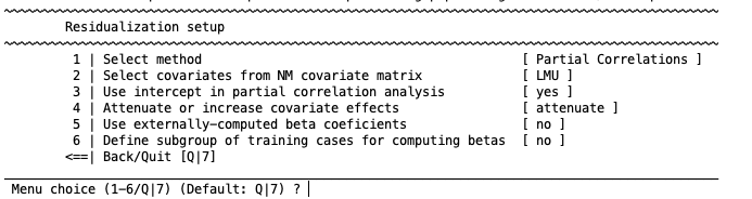 neurominer residualization Options