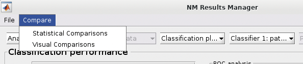 Neurominer result viewer, comparisons options
