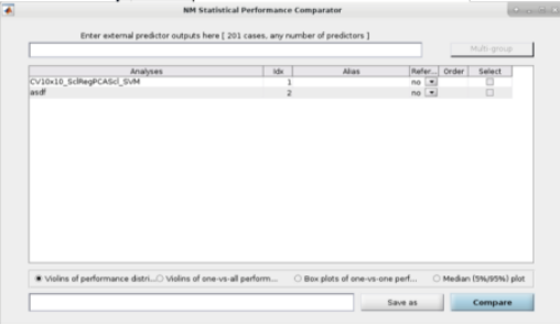 Neurominer result viewer, statistical comparison